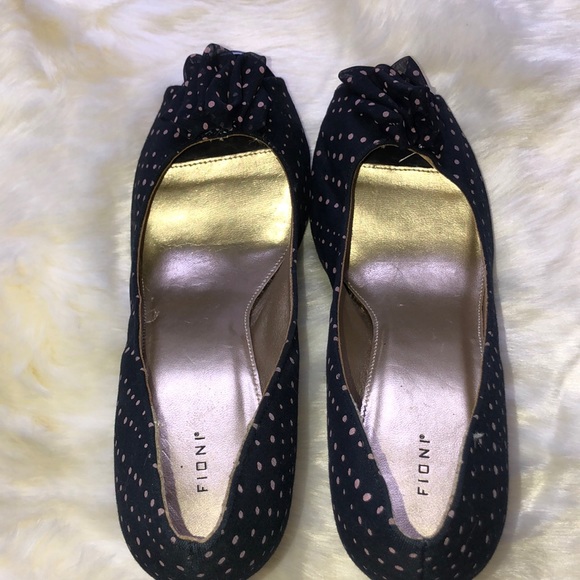 FIONA Navy with Pink Pooka-dot Peep toe Shoes - Picture 2 of 8